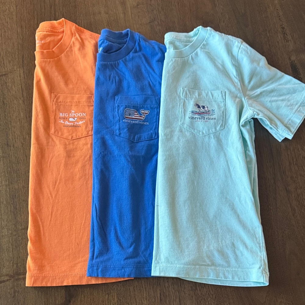 Vineyard Vines Kids Pocket T-Shirt - Orange, Blue, Light Blue